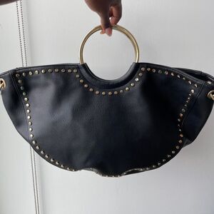 INC International Concepts Black Bag with Gold Handles